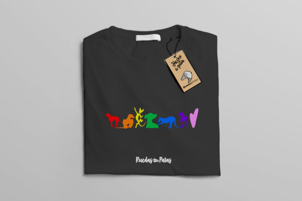 camiseta galgos rainbow negra