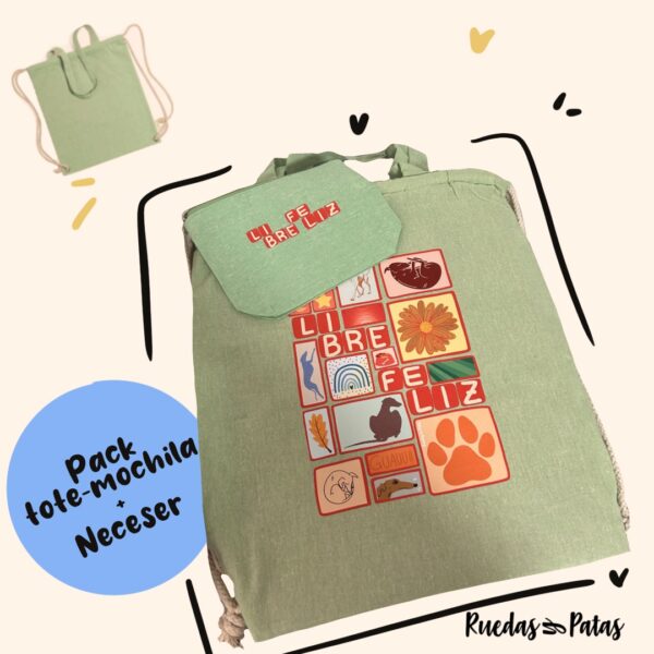 Pack mochila-tote Libre y Feliz - Imagen 2